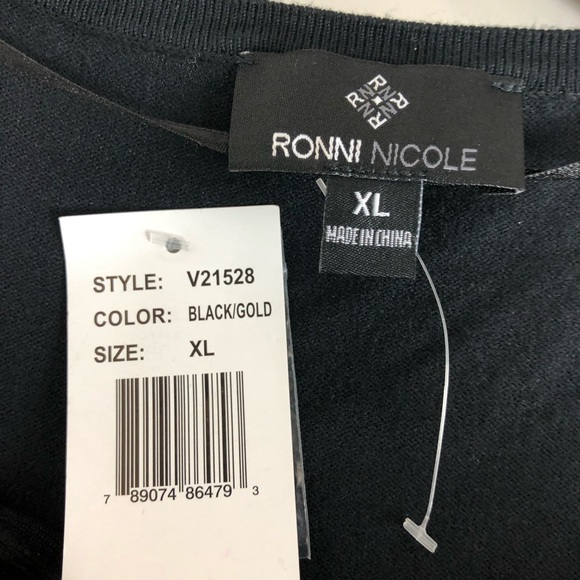 Ronni Nicole XL Brown Black Glitters Sweater - Picture 7 of 8